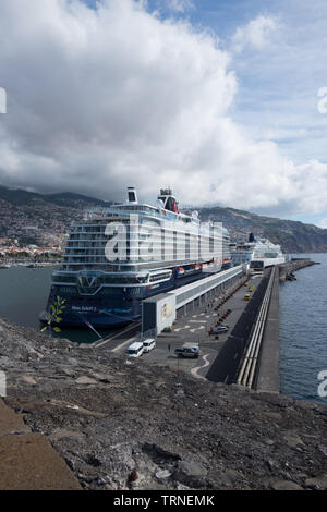 Zwei Kreuzfahrtschiffe am Hafen von Funchal, Madeira Stockfoto