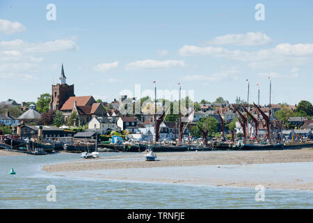 Anzeigen von Maldon mit dem Fluss Blackwater und Thames Lastkähne Stockfoto