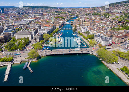 Luftaufnahme der Stadt Zürich in der Schweiz Stockfoto