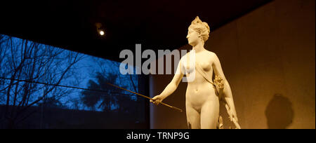 Estatua de Diana de Jean-Antoine Houdon (1780). Arte Europeo. Museo Gulbenkian, Plaza de España, Ciudad de Lisboa, Portugal, Península Ibérica, Europa Stockfoto