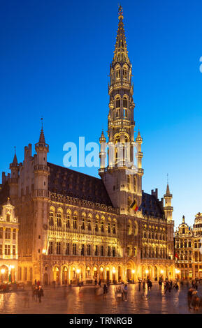 Brüssel Grand Place Brussels Hotel de Ville Rathaus bei Nacht Grand Place Brüssel Belgien Eu Europa Stockfoto