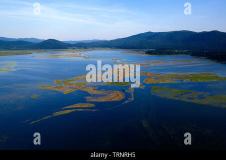 Luftbild von Cerknica See, Slowenien Stockfoto