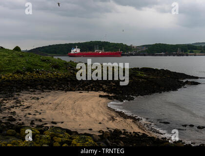 Samstag, 8. Juni 2019: inchcolm Insel in der Firth-of-Forth, Schottland. Der Blick von oben auf die Abtei Stockfoto