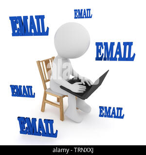 E-Mail - Menschen spielen Computer. 3D-Rendering Stockfoto