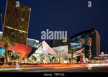 Streifen Lichter und City Center, Las Vegas, Nevada, USA Stockfoto