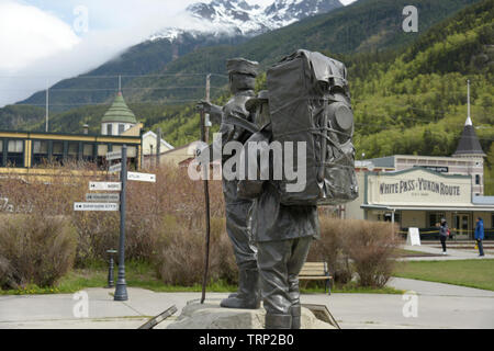 Centennial Statue, Skagway, Alaska, Southeast Alaska, USA Stockfoto