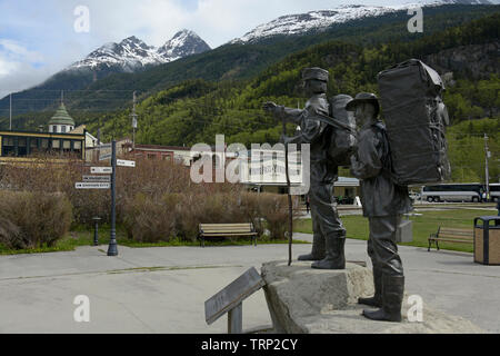 Centennial Statue, Skagway, Alaska, Southeast Alaska, USA Stockfoto