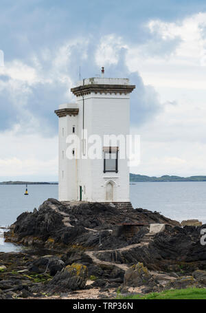 Carraig Fhada Leuchtturm auf Islay in der Inneren Hebriden, Schottland, Großbritannien Stockfoto