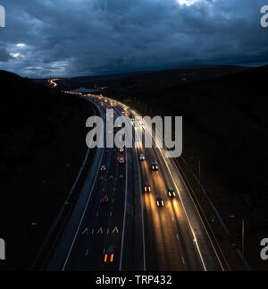 Die M62 ist ein 107-Kilometer-lange (172 km) West - Ost trans-Pennine Autobahn im Norden von England, Stockfoto