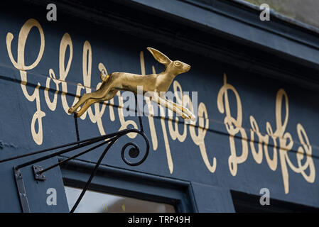 Goldene Hase Bücher, eine unabhängige Book Shop in St Stephen Street, Stockbridge, Edinburgh, Schottland, Großbritannien. Stockfoto