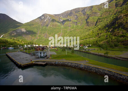 Hafen von Flaam aus aurlandsfjord Norwegen Stockfoto