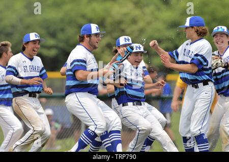 Team sofort Feiern nach dem letzten heraus wurde ein Schnitt baseball Titel zu gewinnen. USA. Stockfoto