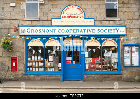 Großbritanniens älteste unabhängige Genossenschaft, Grosmont Genossenschaft shop, North Yorkshire, England, Großbritannien Stockfoto