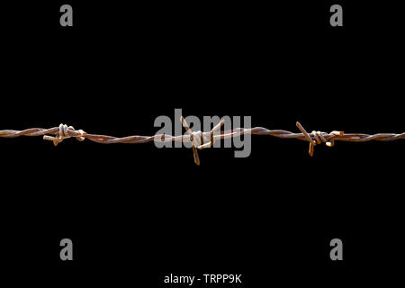 Kabel der Spule Rost, auf schwarzem Hintergrund Stockfoto