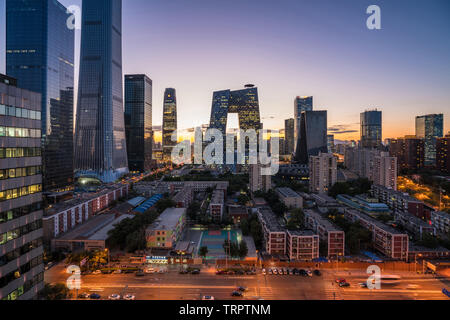 Peking Innenstadt Bezirk Landschaft bei Nacht Stockfoto