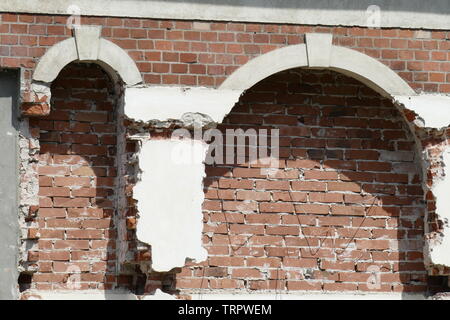 Ummauerten Fenster auf einer Hauswand, alten Fabrikgebäude, BWK, Bremer Wollkämmerei, Bremen-Blumenthal, Bremen, Deutschland, Europa Stockfoto