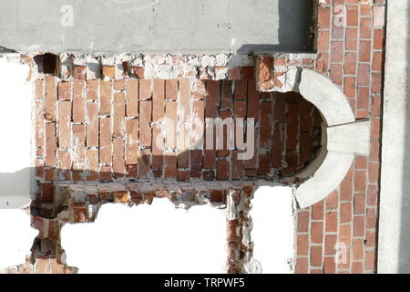 Ummauerten Fenster auf einer Hauswand, alten Fabrikgebäude, BWK, Bremer Wollkämmerei, Bremen-Blumenthal, Bremen, Deutschland, Europa Stockfoto