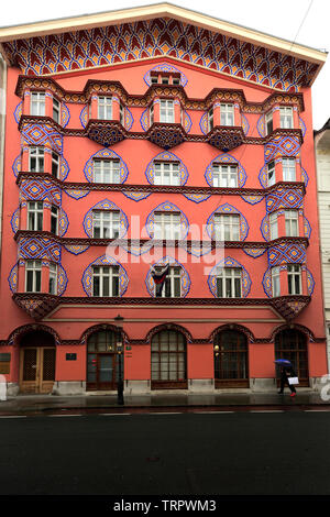 Art Nouveau Fassade des Hauses, Vurnik Miklošiceva Ulica Straße, Ljubljana, Slowenien, Europa Stockfoto