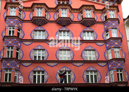 Art Nouveau Fassade des Hauses, Vurnik Miklošiceva Ulica Straße, Ljubljana, Slowenien, Europa Stockfoto