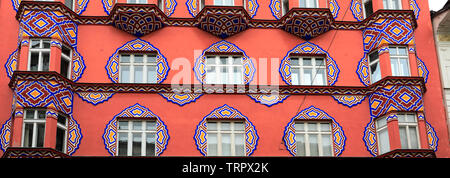 Art Nouveau Fassade des Hauses, Vurnik Miklošiceva Ulica Straße, Ljubljana, Slowenien, Europa Stockfoto