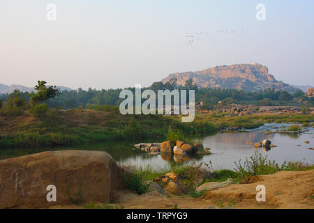 Atemberaubende Landschaft von Hampi, Karnataka, Indien Stockfoto