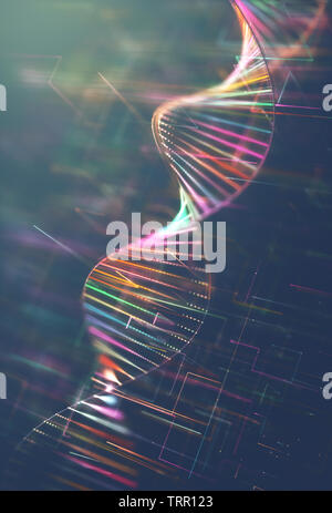 Bild von den genetischen Code der DNA. Konzept Bild für den Einsatz als Hintergrund. Farbige 3D-Darstellung. Stockfoto