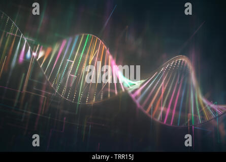 Bild von den genetischen Code der DNA. Konzept Bild für den Einsatz als Hintergrund. Farbige 3D-Darstellung. Stockfoto