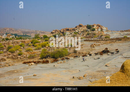 Atemberaubende Landschaft von Hampi, Karnataka, Indien Stockfoto