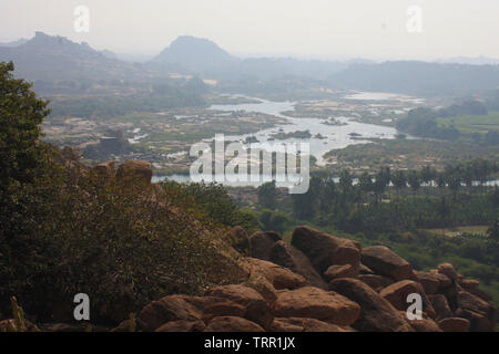 Atemberaubende Landschaft von Hampi, Karnataka, Indien Stockfoto