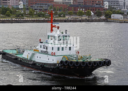 YOKOHAMA, Japan, 20. Mai 2019: schleppern in den Hafen von Yokohama. Yokohama hat zehn große Piers und dient 38000 Schiffe pro Jahr. Stockfoto