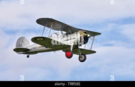 1938 Gloster Gladiator Teil der Shuttleworth Collection durchführen am 2019-Festival in Old Warden Stockfoto