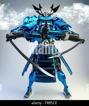 Samurai Roboter warrior Design. 3D-Rendering Stockfoto