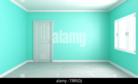 Moderne leeren Wohnzimmer Innenraum, Minze Wand mockup Hintergrund. 3D-Rendering Stockfoto