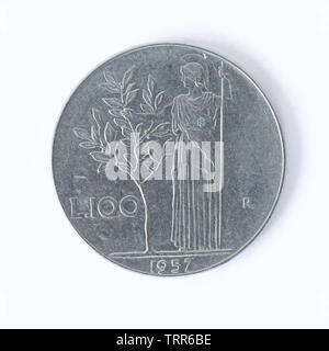 Italien 100 Lire Münze - 1957 Stockfoto