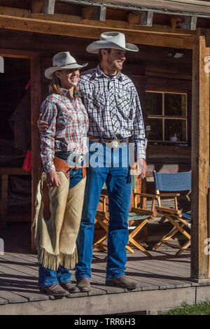 Viehzüchter, Eigentümer Betreiber von absaroka Ranch, Wyoming. Stockfoto