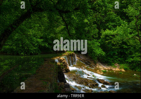 Älteste Talsperre in Tennessee ist auf Big Creek an AMIS-Mühle in Rogersville, Tennessee Stockfoto