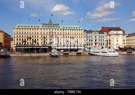 Stockholm, Schweden - 10. Juni 2019: Außenansicht des Grand Hotels. Stockfoto