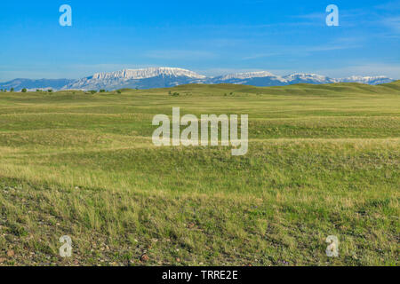 Castle Reef entlang der felsigen Bergfront über der weiten Prärie in der Nähe von augusta, montana Stockfoto