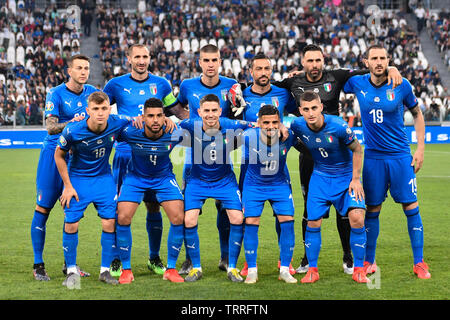 Team Italia während des Spiels zwischen ITALIA und BOSNIEN ED ERZEGOVINA bei Juventus Stadion am 11 Juni, 2019 in Turin, Italien. Stockfoto