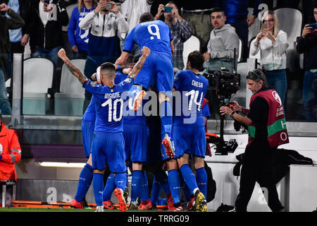 Team Italia während des Spiels zwischen ITALIA und BOSNIEN ED ERZEGOVINA bei Juventus Stadion am 11 Juni, 2019 in Turin, Italien. Stockfoto