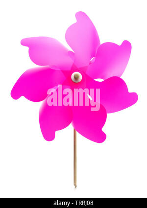 Rosa pinwheel Spielzeug auf einem weißen Hintergrund. Stockfoto