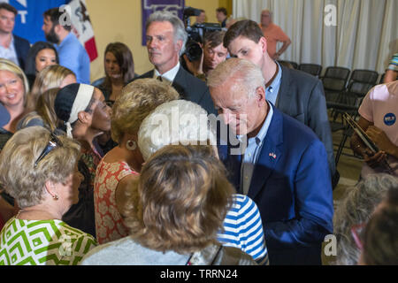 Mount Pleasant, Iowa, USA. 11 Juni, 2019. Der ehemalige Vizepräsident Joe Biden hielt einen Präsidentschaftswahlkampf Rallye an der Iowa Wesleyan University in Mount Pleasant, Iowa, USA. Credit: Keith Turrill/Alamy leben Nachrichten Stockfoto