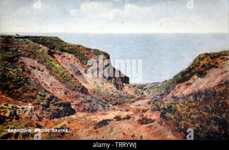 Einem frühen zwanzigsten Jahrhundert Postkarte von Schubkarren Bach Schlucht, Insel Sheppey, Kent, England. Stockfoto