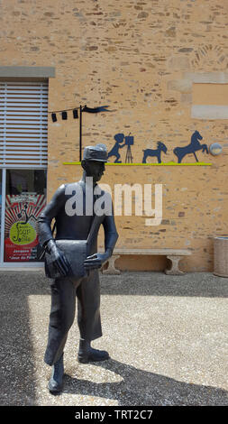Indre (36) Sainte-Sévère-sur-Indre, lieu de tournage du Film Jour de Fête de Jacques Tati // Frankreich. Indre (36) Sainte Schwere sur Indre, Dreharbeiten loc Stockfoto