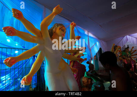 Die clay Idol der hinduistischen Göttin Durga in Dhaka, Bangladesh. Stockfoto