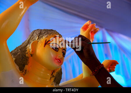 Die clay Idol der hinduistischen Göttin Durga in Dhaka, Bangladesh. Stockfoto