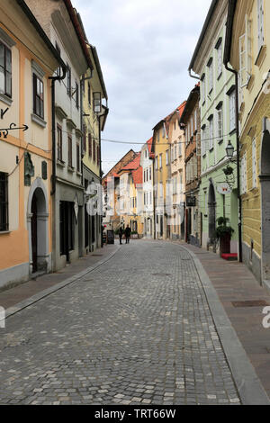 City Center street view, Ljubljana, Slowenien, Europa Stockfoto