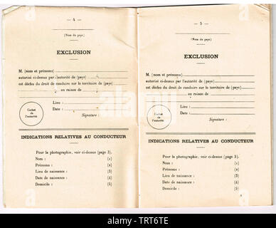 Internationaler Führerschein, 1952, Frankreich. Stockfoto