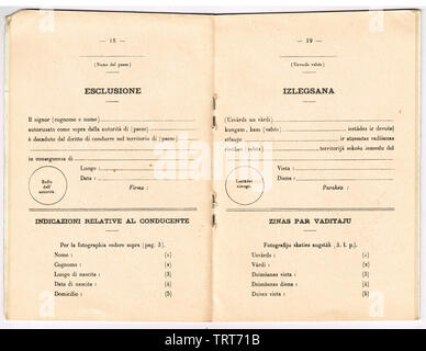 Internationaler Führerschein, 1952, Frankreich. Stockfoto