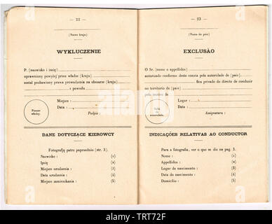 Internationaler Führerschein, 1952, Frankreich. Stockfoto